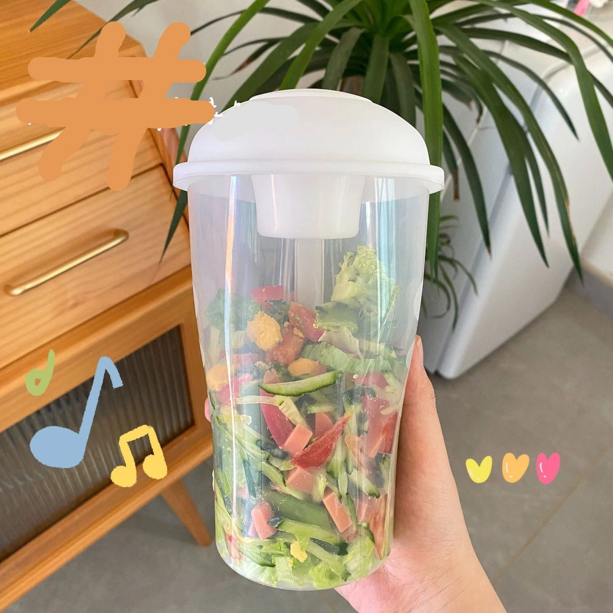 Salad Cup BPA-Free Built-In Fork & Dressing Holder