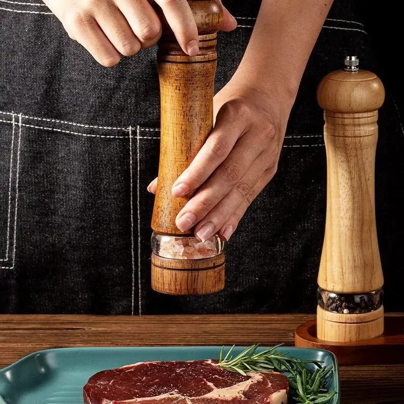 Salt and Pepper Grinder Wooden Adjustable Grind Setting