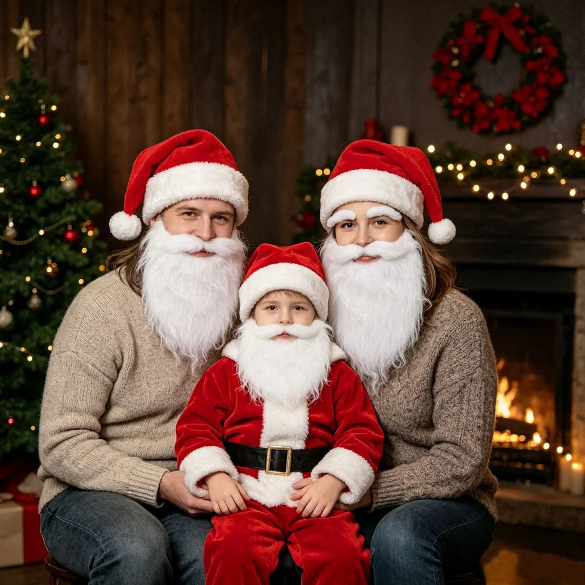 Santa Beard Long Curly Soft Synthetic Adjustable Elastic Band