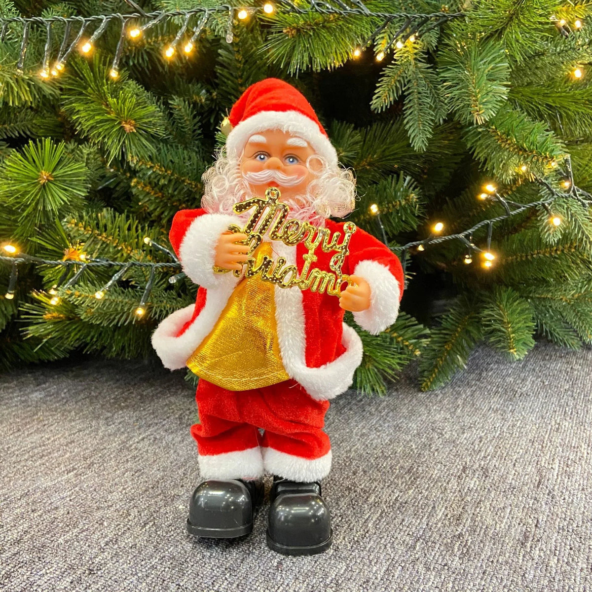 Santa Claus Figurine Illuminated Red & Gold Indoor Outdoor