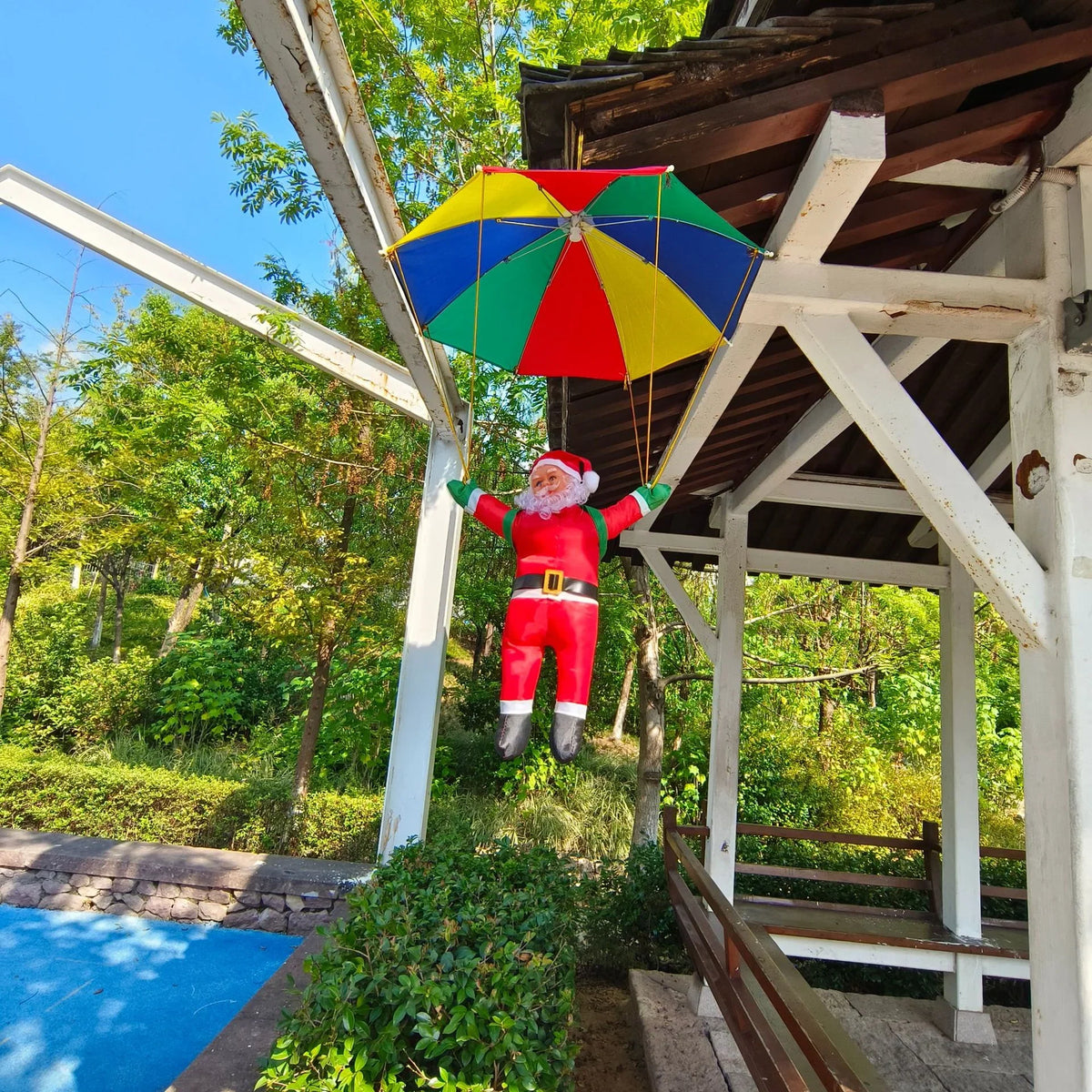 Santa Figure Colorful Parachute & Weather-Resistant Fabric