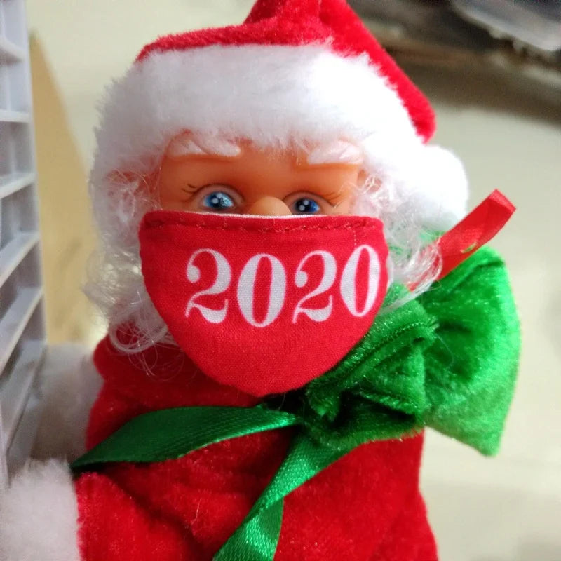 Santa Figurine Climbing Ladder Fiberglass Tabletop Decor