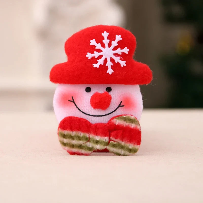 Santa Figurine Felt & Fabric Fluffy Beard