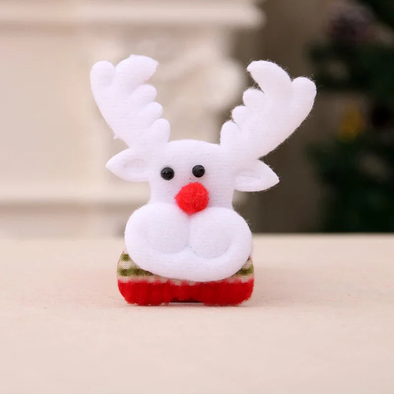 Santa Figurine Felt & Fabric Fluffy Beard