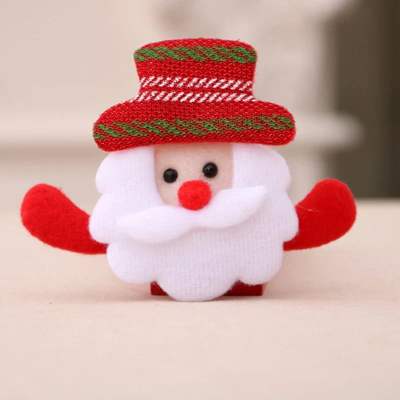 Santa Figurine Felt & Fabric Fluffy Beard