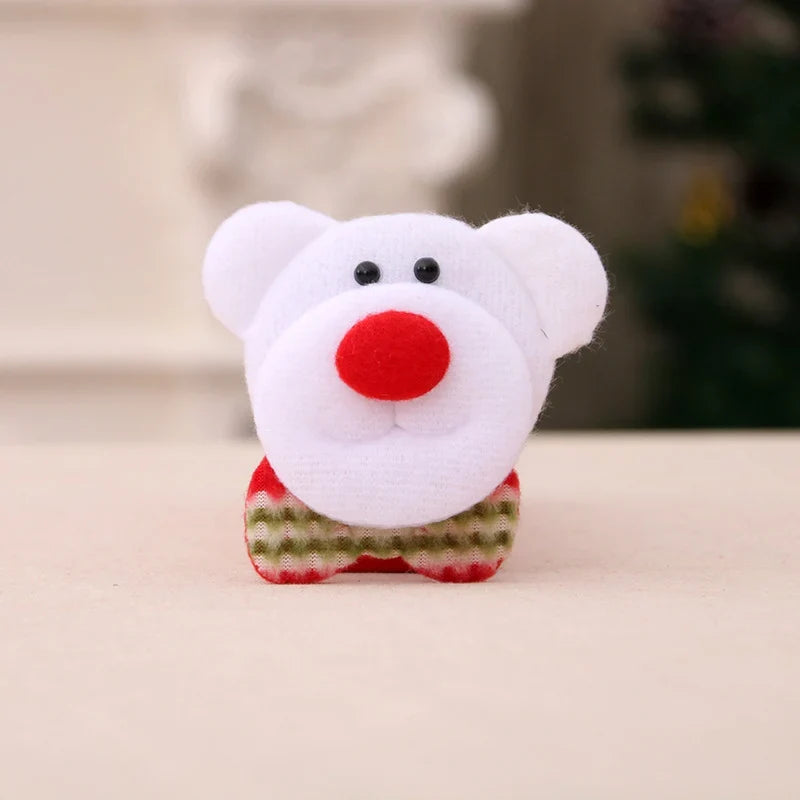 Santa Figurine Felt & Fabric Fluffy Beard