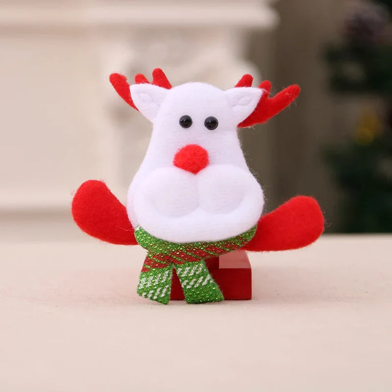 Santa Figurine Felt & Fabric Fluffy Beard