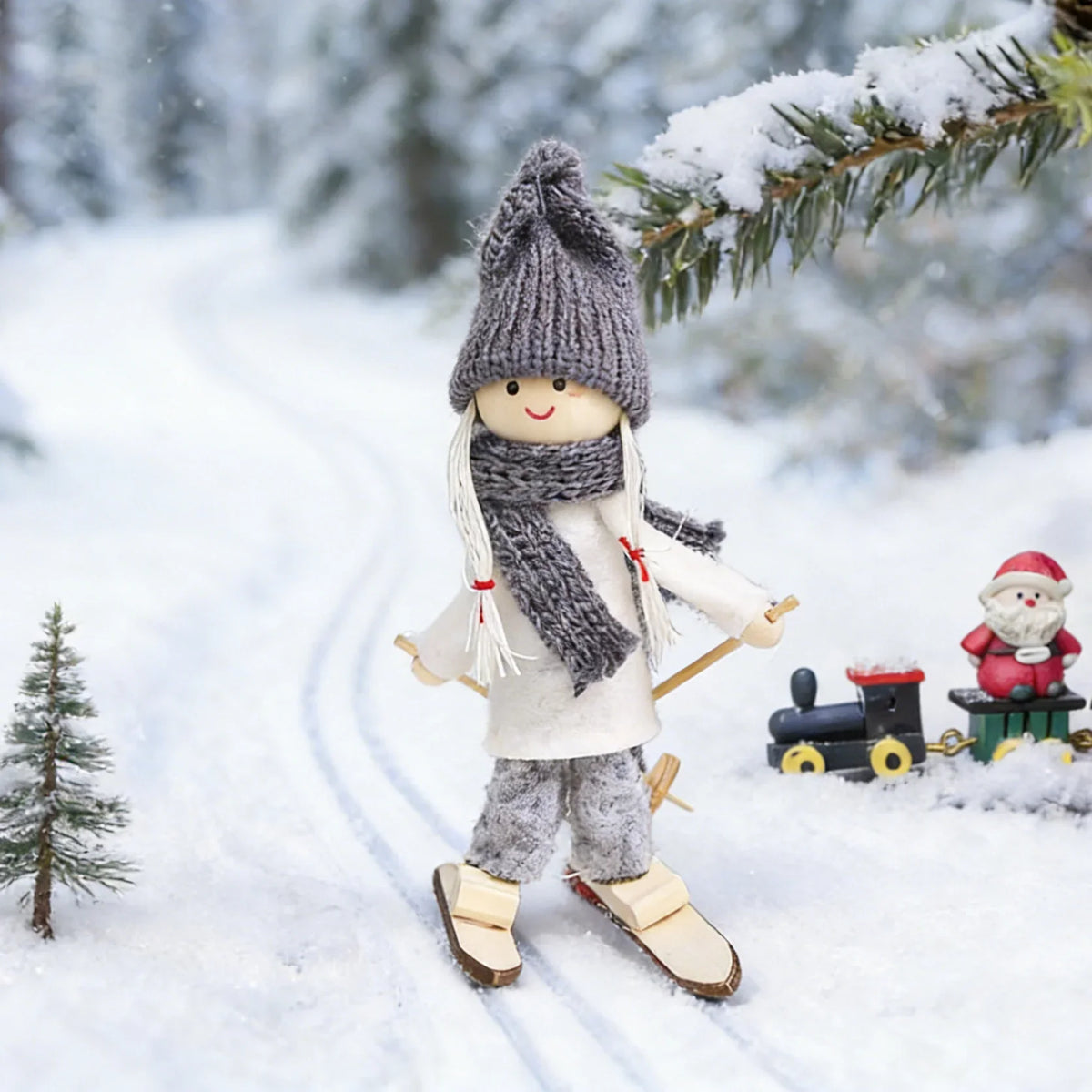 Santa Figurine Handmade Knit Suit & Soft Beard