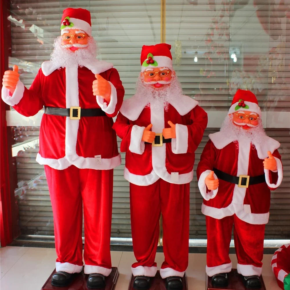 Santa Figurine Plush Red Suit Durable Lightweight Multiple Sizes