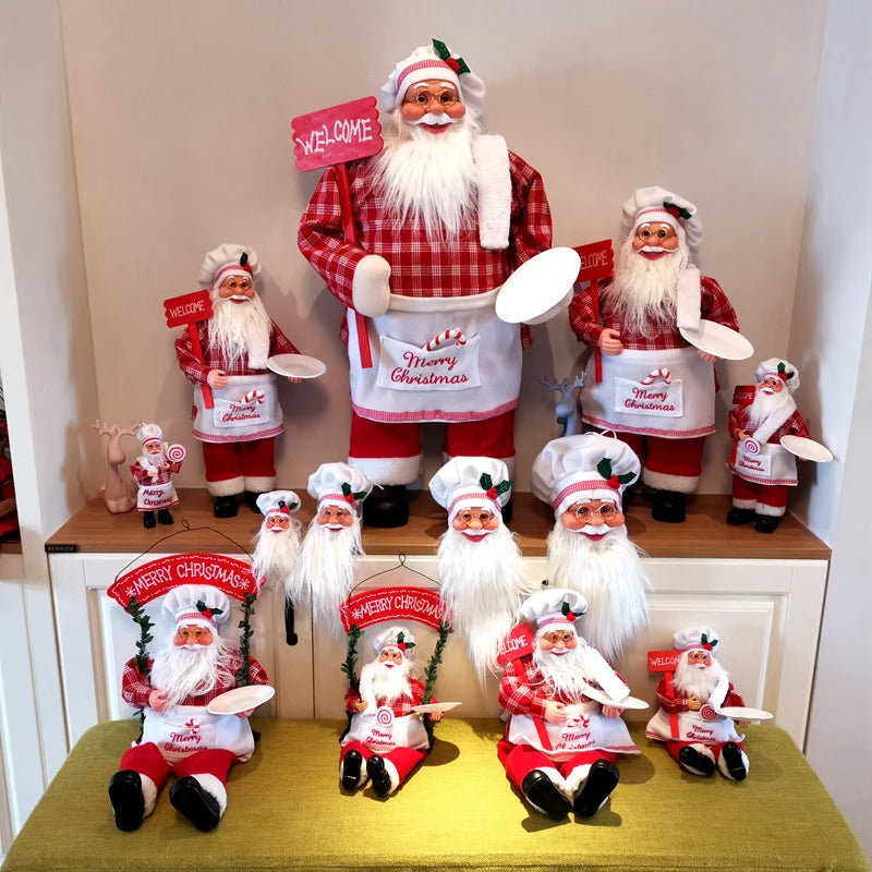 Santa Figurine Set Intricate Durable Mantel & Tabletop Decor