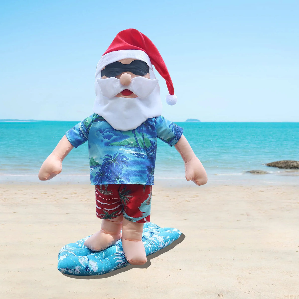 Santa Figurine Surfing Resin Indoor & Outdoor