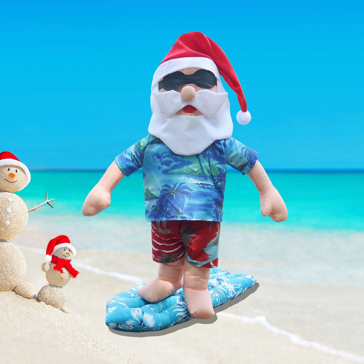 Santa Figurine Surfing Resin Indoor & Outdoor