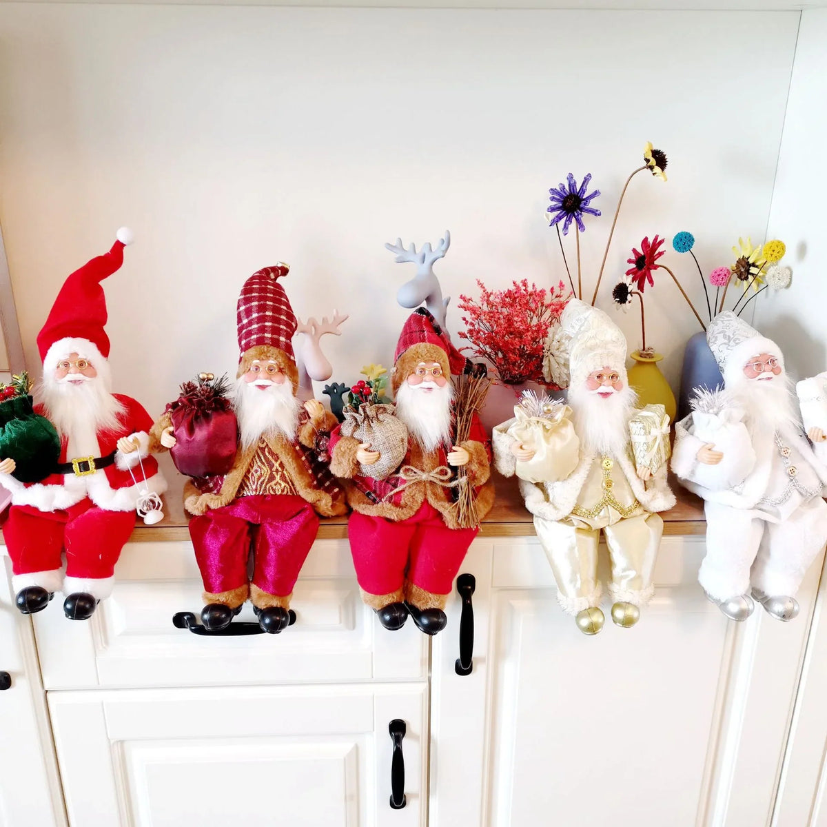 Santa Figurine Tabletop & Mantel Durable Multiple Colors