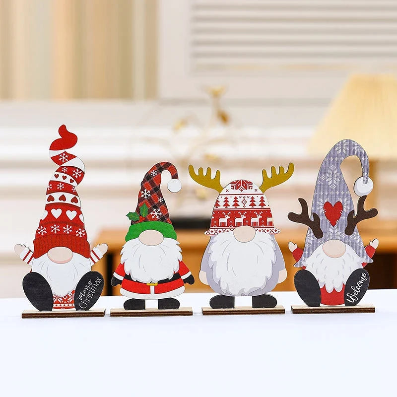 Santa Figurine Wooden Intricate Detailing Indoor Outdoor