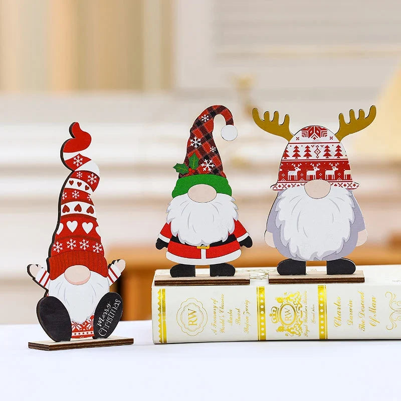 Santa Figurine Wooden Intricate Detailing Indoor Outdoor