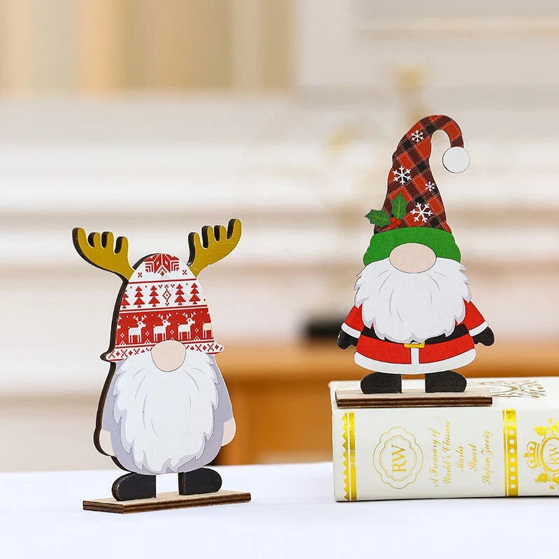 Santa Figurine Wooden Intricate Detailing Indoor Outdoor