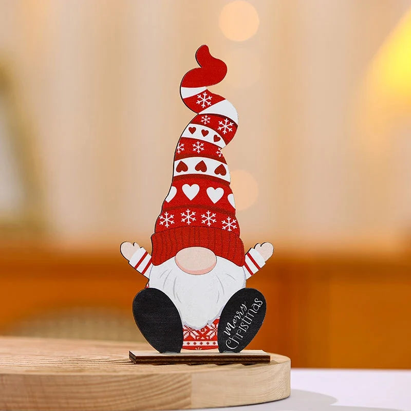 Santa Figurine Wooden Intricate Detailing Indoor Outdoor