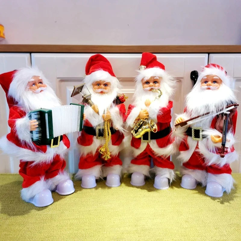 Santa Figurines Musical Fiberglass Set of 4