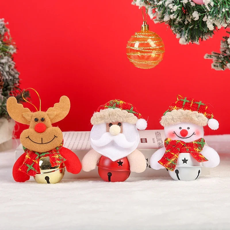 Santa Ornament Felt Metallic Bell Hanging & Table Display