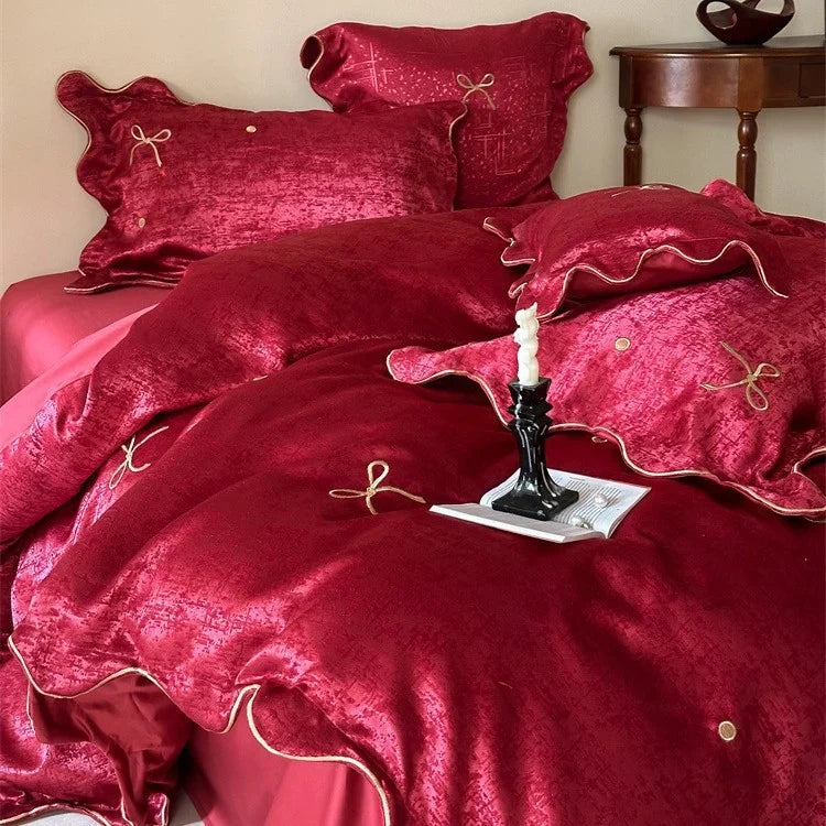 Satin Bedding Set 4-Piece Silky-Soft Velvety Texture