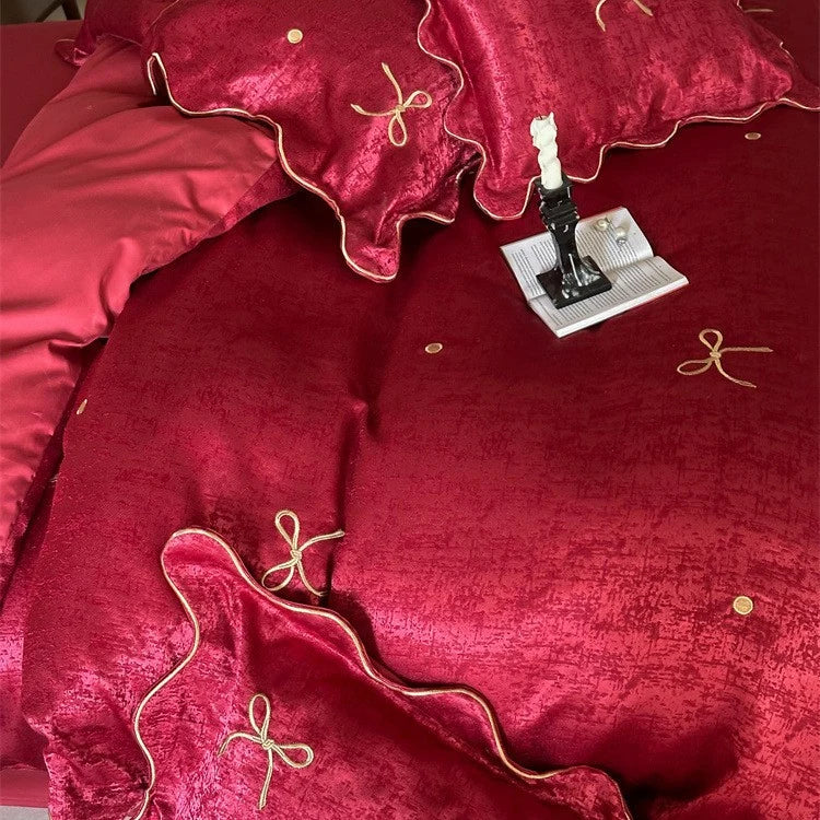 Satin Bedding Set 4-Piece Silky-Soft Velvety Texture