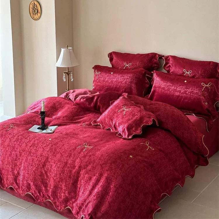 Satin Bedding Set 4-Piece Silky-Soft Velvety Texture