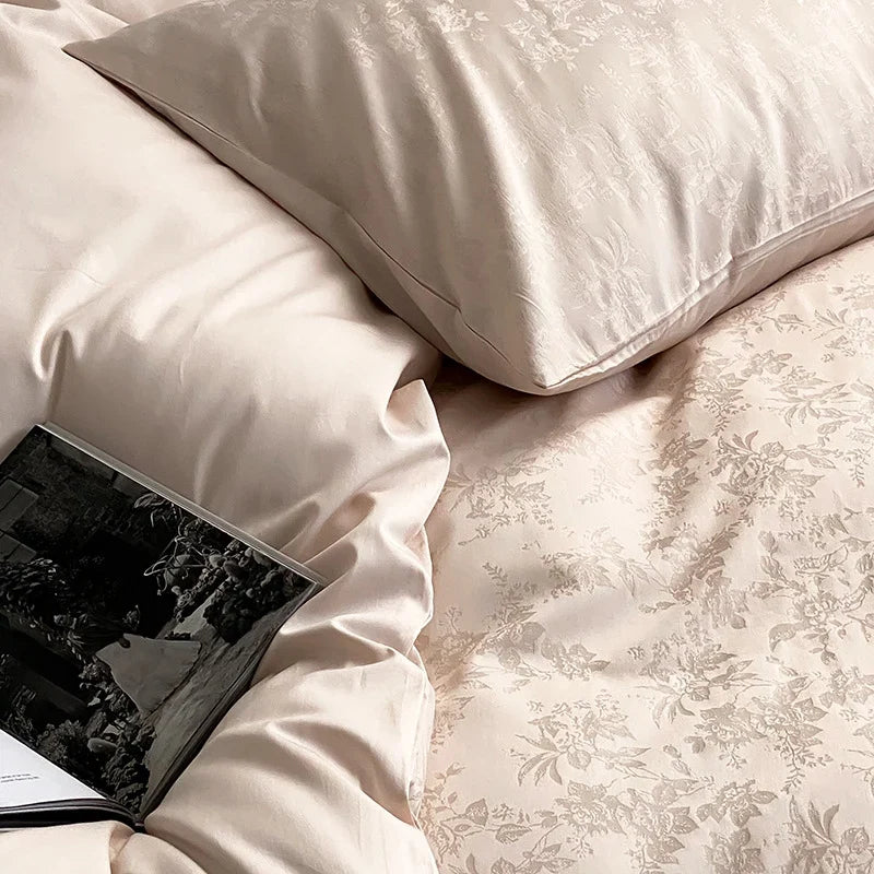 Satin Bedding Set Embossed Monstera Wrinkle-Resistant & Breathable