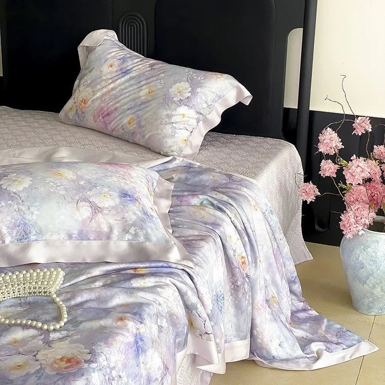 Satin Bedding Set Watercolor Floral Cooling