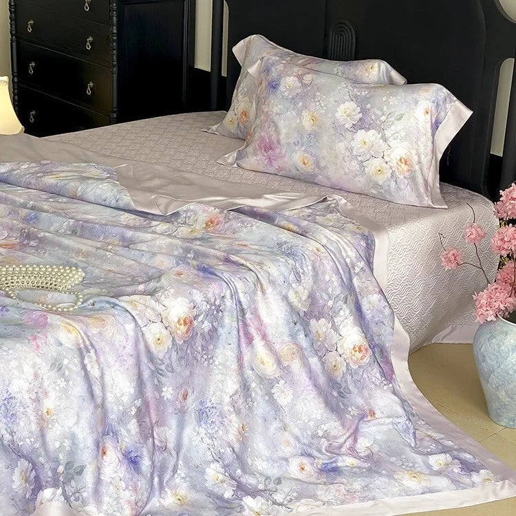 Satin Bedding Set Watercolor Floral Cooling