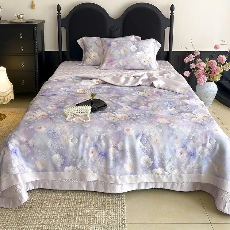 Satin Bedding Set Watercolor Floral Cooling