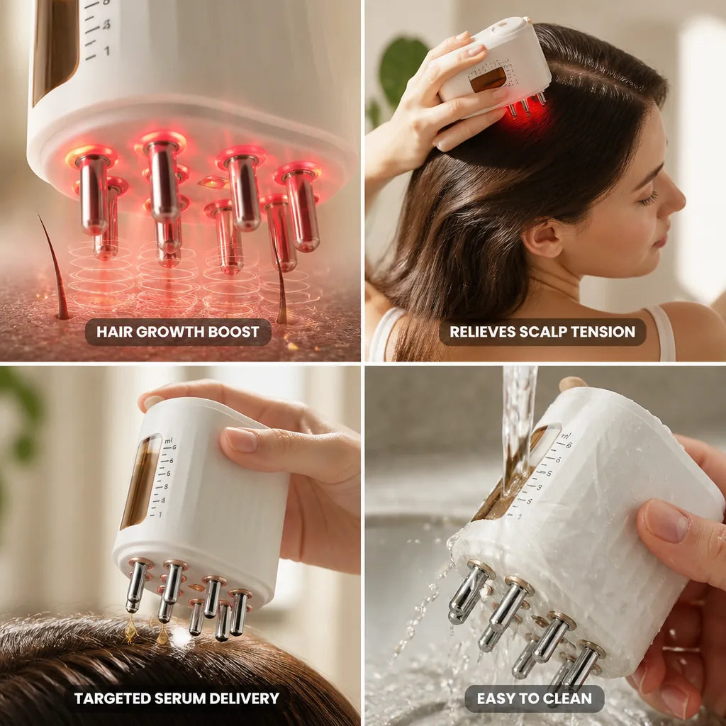 Scalp Massage Comb Red Light & Gentle Vibration