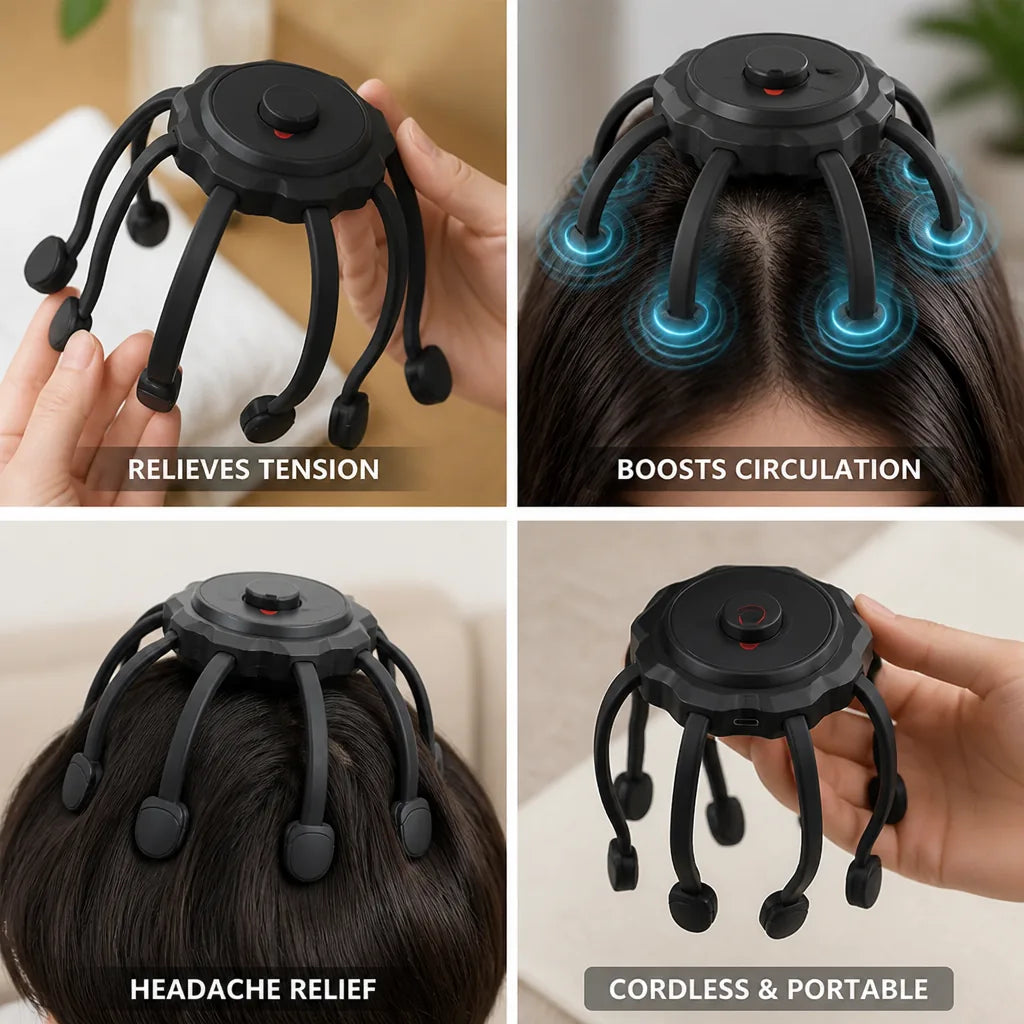 Scalp Massager Cordless Adjustable Vibration Silicone Nodes