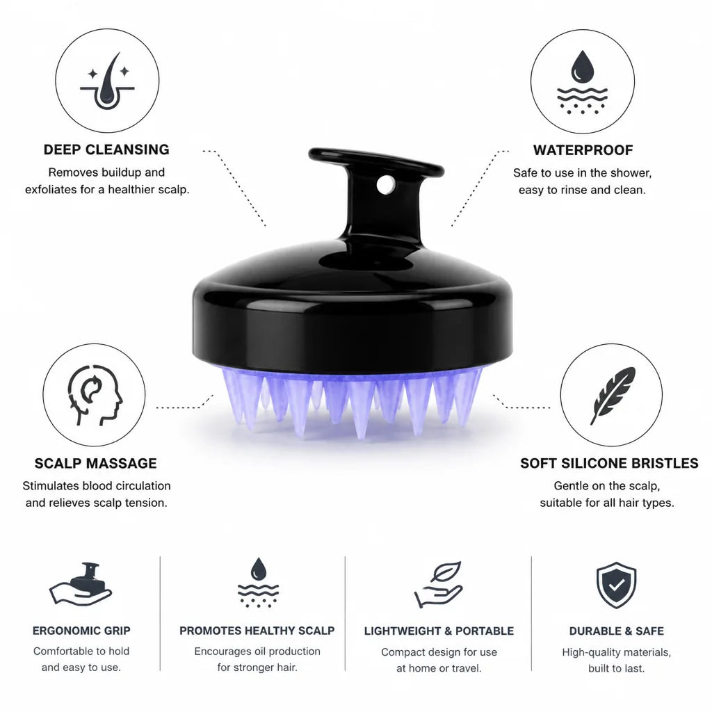 Scalp Massager Soft Silicone Bristles Waterproof