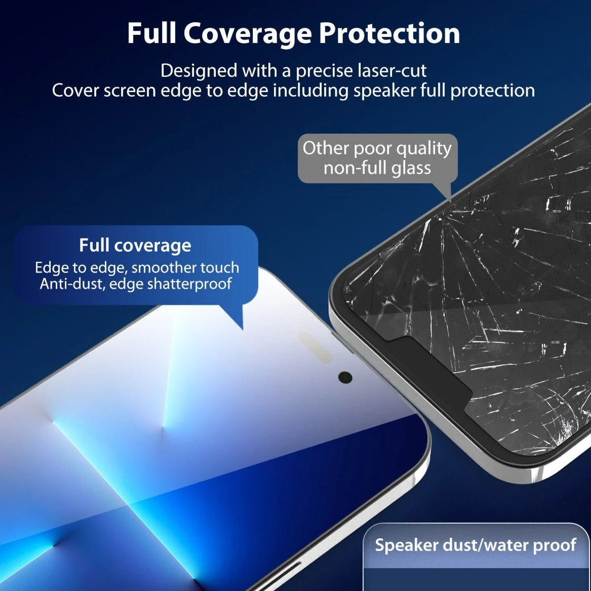 Screen Protector Tempered Glass 9H Dust-Free Alignment Tray 2-Pack