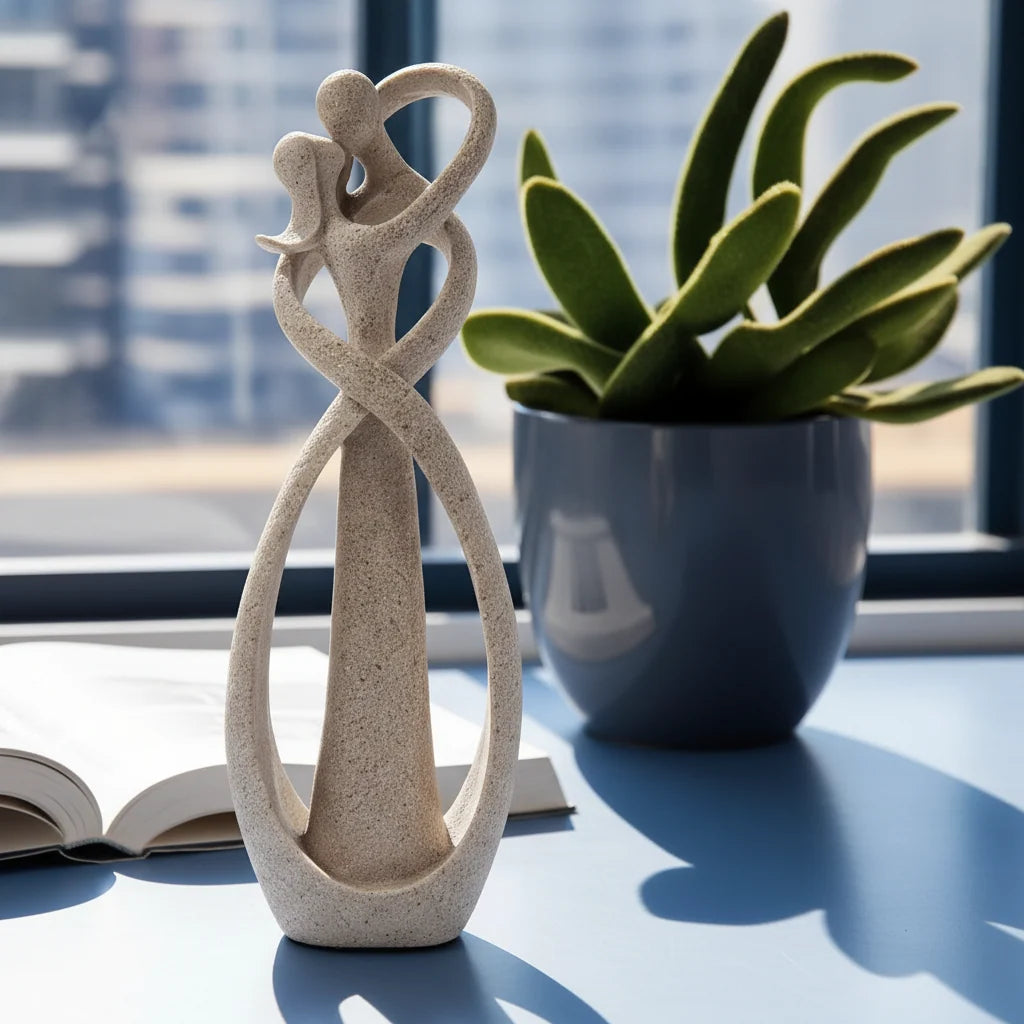 Sculpture Abstract Couple Intertwined Matte Resin & Weighted Base