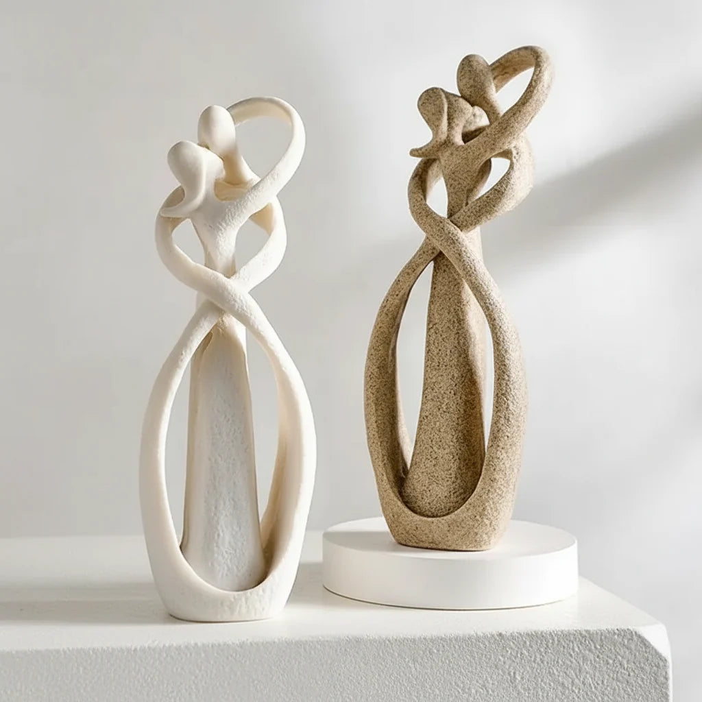 Sculpture Abstract Couple Intertwined Matte Resin & Weighted Base
