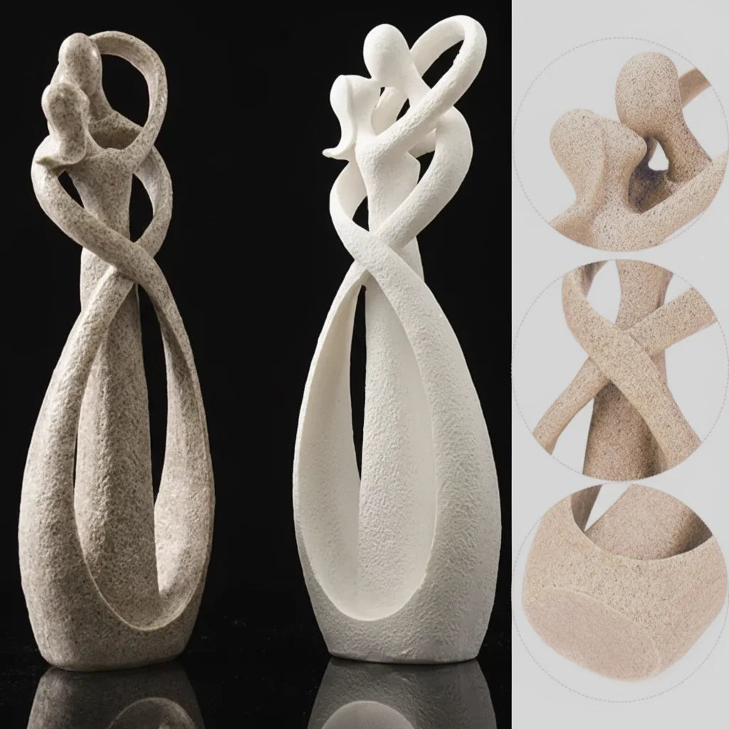 Sculpture Abstract Couple Intertwined Matte Resin & Weighted Base