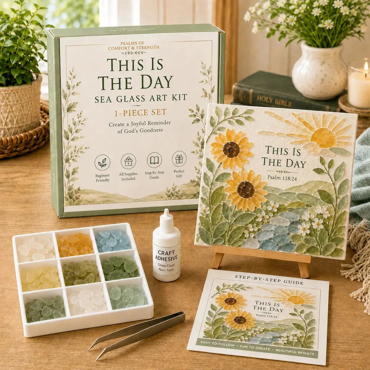 Sea Glass Art Kit Psalm-Inspired Layered DIY Home Decor