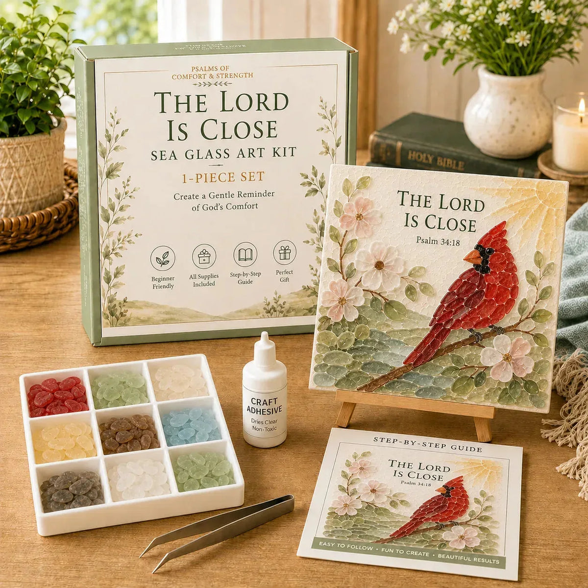 Sea Glass Art Kit Psalm-Inspired Layered DIY Home Decor