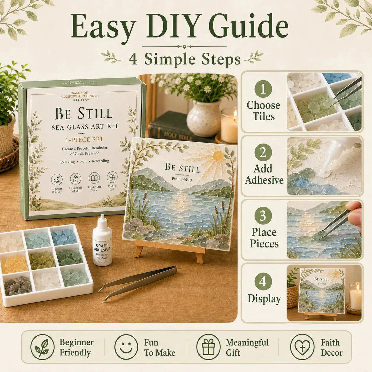 Sea Glass Art Kit Psalm-Inspired Layered DIY Home Decor