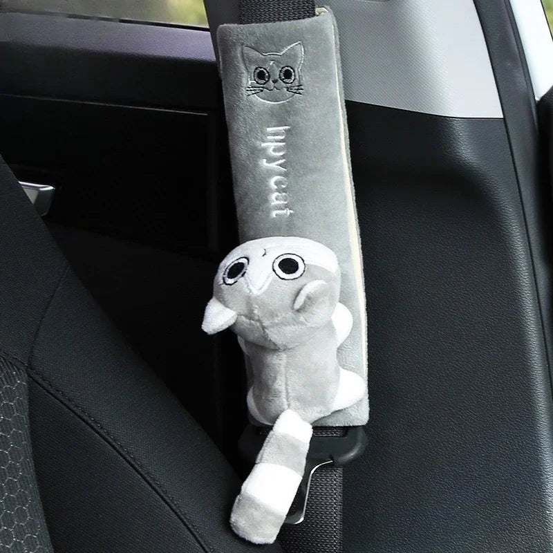 Seat Belt Cover Plush Cat Design Set of 2