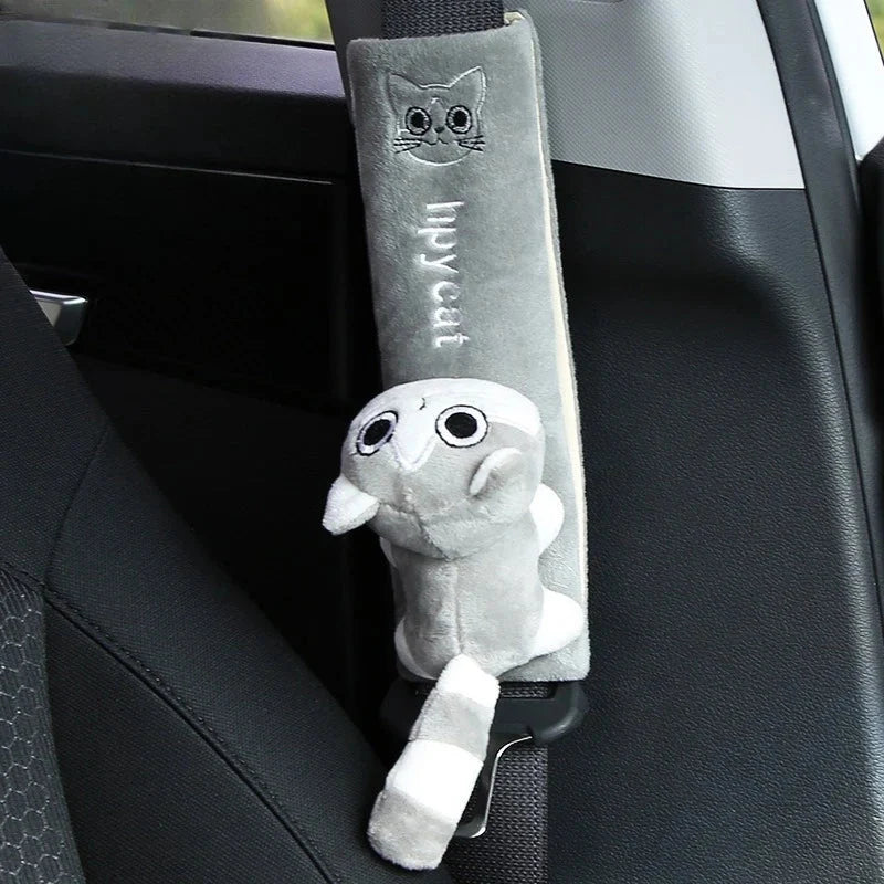 Seat Belt Cover Plush Cat Design Set of 2