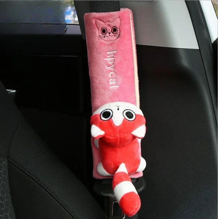 Seat Belt Cover Plush Cat Design Set of 2