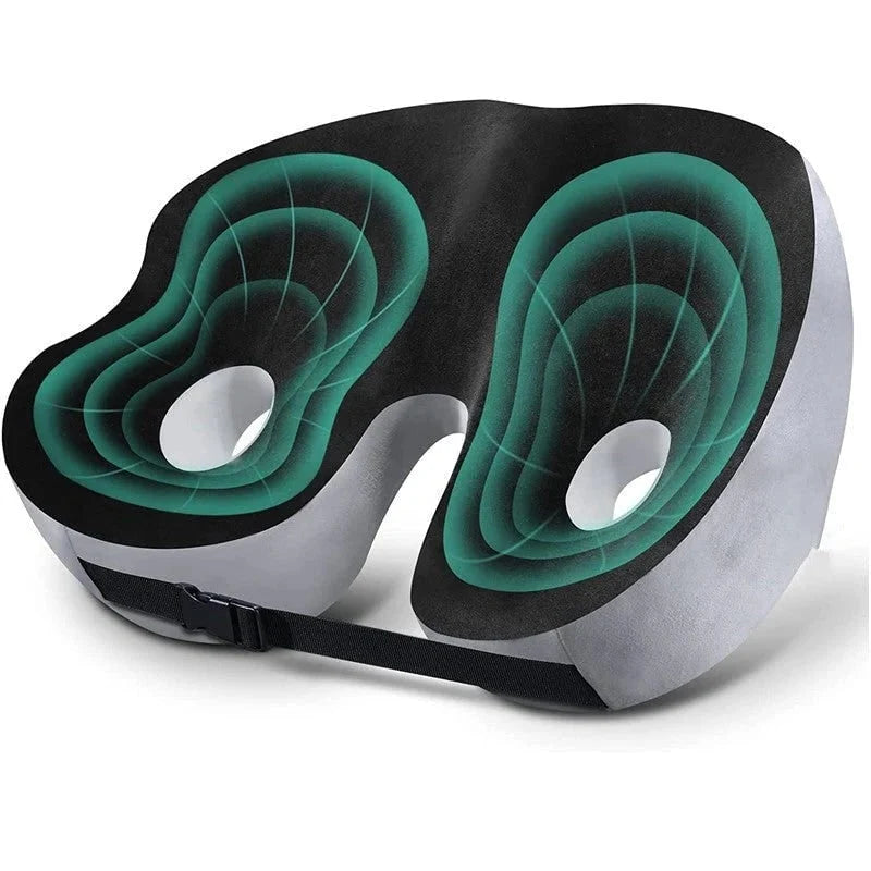 Seat Cushion Contoured Memory Foam Breathable Mesh Adjustable Strap