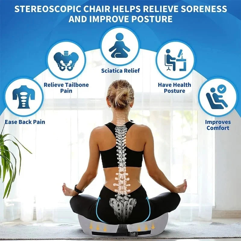 Seat Cushion Contoured Memory Foam Breathable Mesh Adjustable Strap