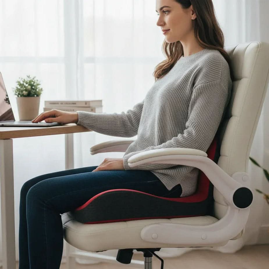 Seat Cushion Ergonomic L-Shape Memory Foam Removable Washable Cover
