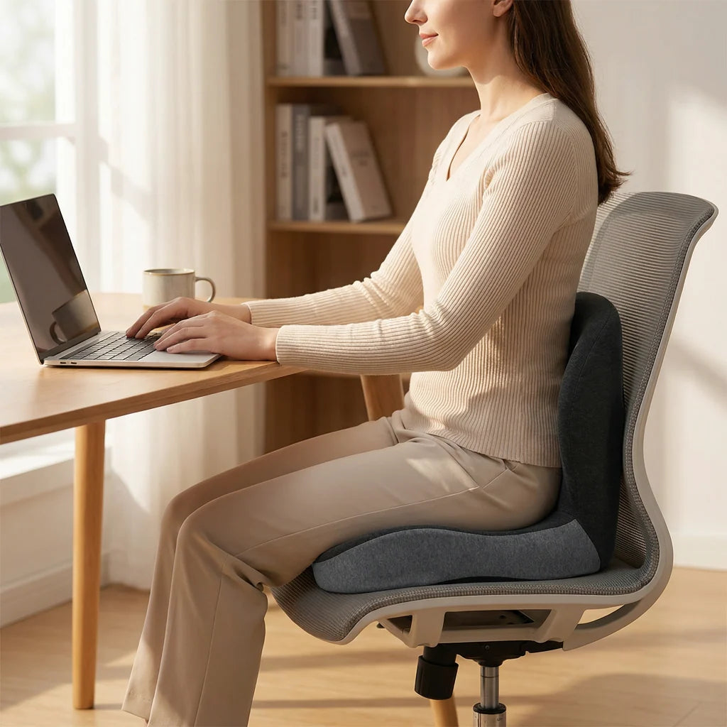 Seat Cushion & Lumbar Set Memory Foam Coccyx Relief