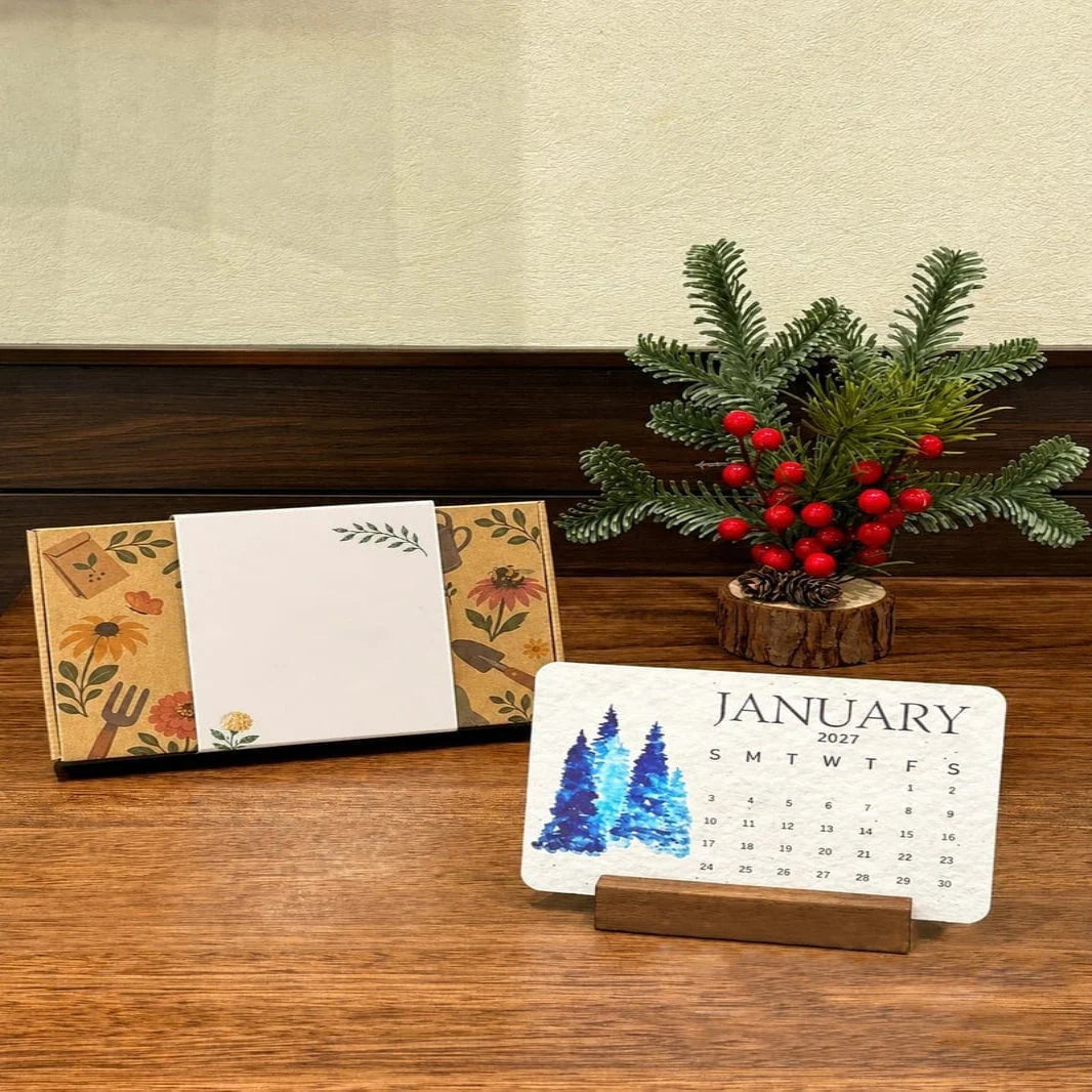 Seed Paper Calendar 2027 Plantable 12 Cards Organic GMO-Free Seeds