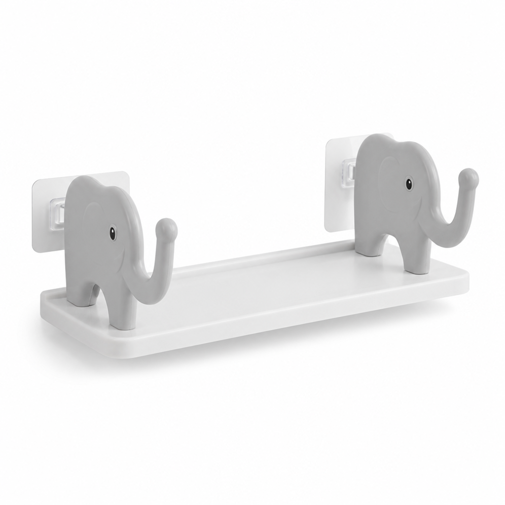 Self-Adhesive Elephant Wall Shelf With Hooks