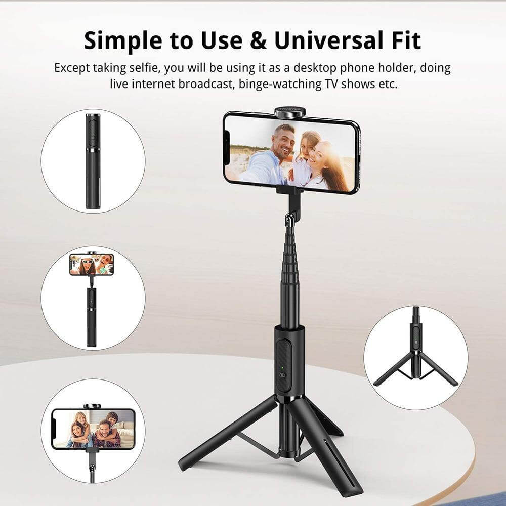Selfie Stick Tripod Foldable Adjustable Bluetooth Remote